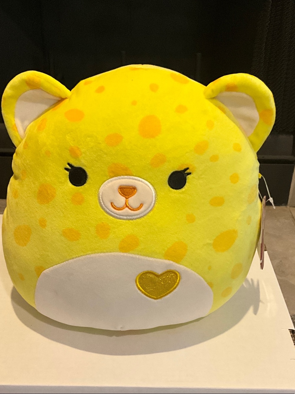 Squishmallows Yellow Leopard Plush with Gold Heart Accent